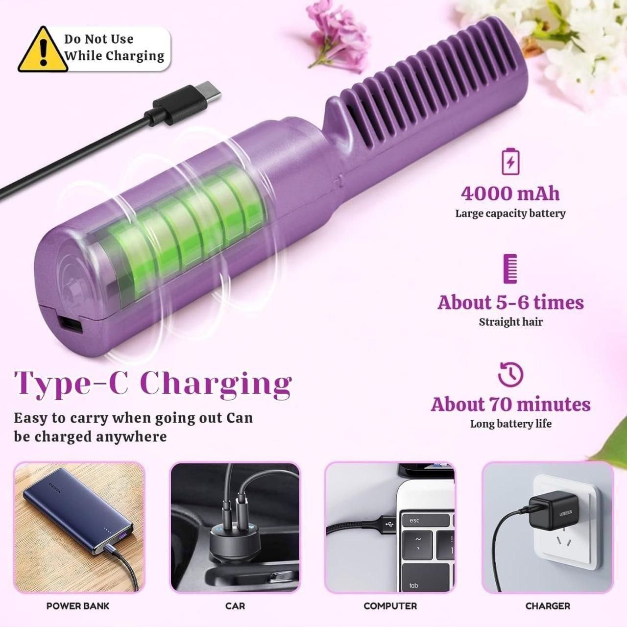 Meneflix Portable Mini Hair Straightener Hot Comb